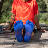 Injinji Run Lightweight No-Show - Unisex blue toe socks designed for running, blister prevention, and lightweight comfort in Canada.