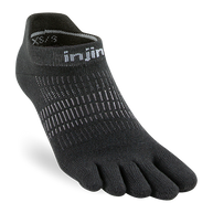 Run Lightweight No-Show - Women by Injinji in black narrow low-bulk running sock designed for comfort and stretch during runs