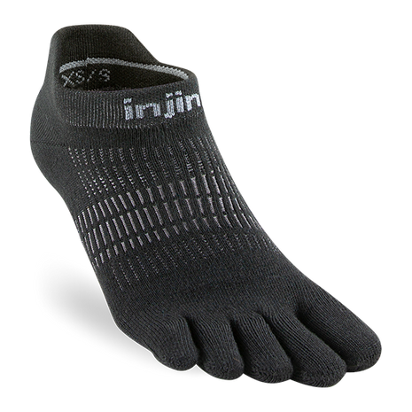 Run Lightweight No-Show - Women by Injinji in black narrow low-bulk running sock designed for comfort and stretch during runs