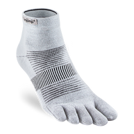 Run Lightweight Mini-Crew - Unisex by Injinji in light grey, breathable toe socks preventing blisters for running and active use