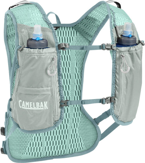 Zephyr Pro Vest 10L - Men by CamelBak in grey and light blue, hydration vest with storage for running and long distance outdoor use