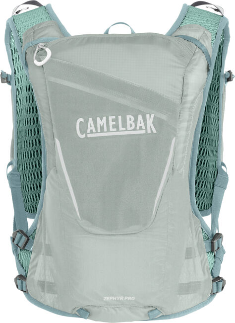 Zephyr Pro Vest 10L - Men by CamelBak in light grey and blue, hydration and nutrition pack for long-distance running and outdoor use