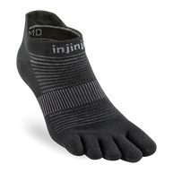 Run Original Weight No-Show by Injinji in black low-bulk performance toe socks for running with blister protection and year-round use