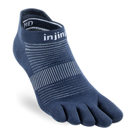 Run Original Weight No-Show by Injinji in navy blue low-bulk performance sock with toe protection for running and racing year-round
