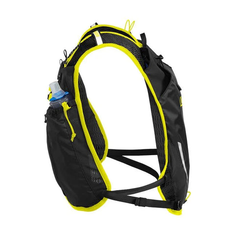 CamelBak Trail Run Vest 5.5L in black with yellow trim, lightweight hydration vest for trail running and long outdoor adventures, running store Canada.