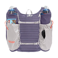 CamelBak Trail Run Vest 5.5L Women purple and grey running vest with hydration, storage pockets, ideal for trail running and mountain peaks.