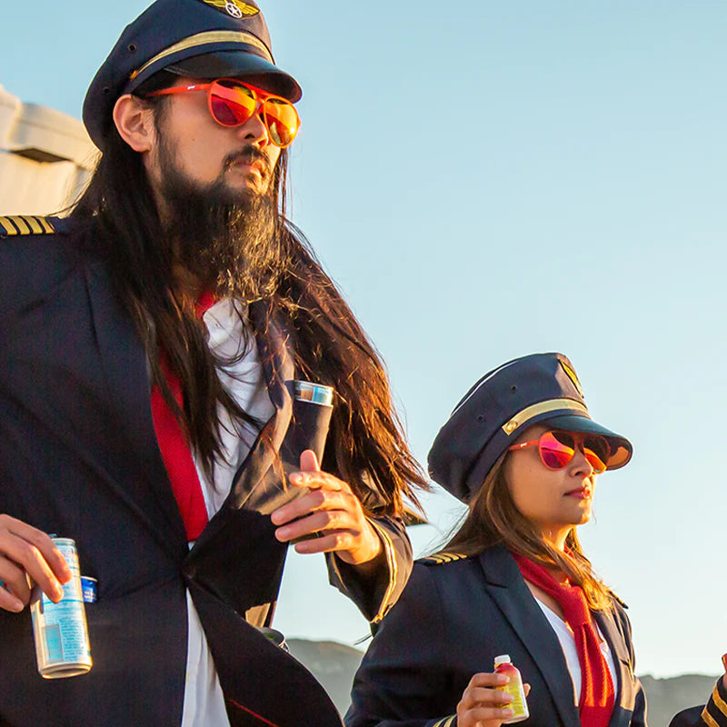 Captain Blunt's Red-Eye by Goodr red aviator sunglasses with no slip, no bounce, made for bigger noggins, stylish USA-based accessory