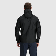 Helium Rain Jacket - Men by Outdoor Research in black, lightweight waterproof jacket with durable protection ideal for outdoor use