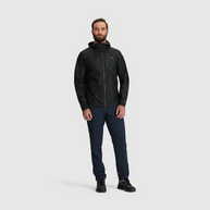 Helium Rain Jacket - Men by Outdoor Research in black, lightweight waterproof jacket with durable protection for outdoor use and travel