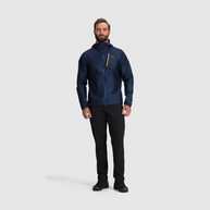 Helium Rain Jacket - Men by Outdoor Research in navy blue, lightweight waterproof jacket with durable protection ideal for outdoor use