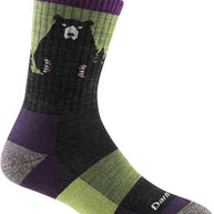 Bear Town Micro Crew Lightweight Hiking Sock - Women by Darn Tough in purple and green with Merino wool, cushioned and anti-funk for hiking
