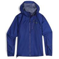 Helium Rain Jacket - Men by Outdoor Research in blue, lightweight waterproof jacket with durable protection for outdoor running and activities