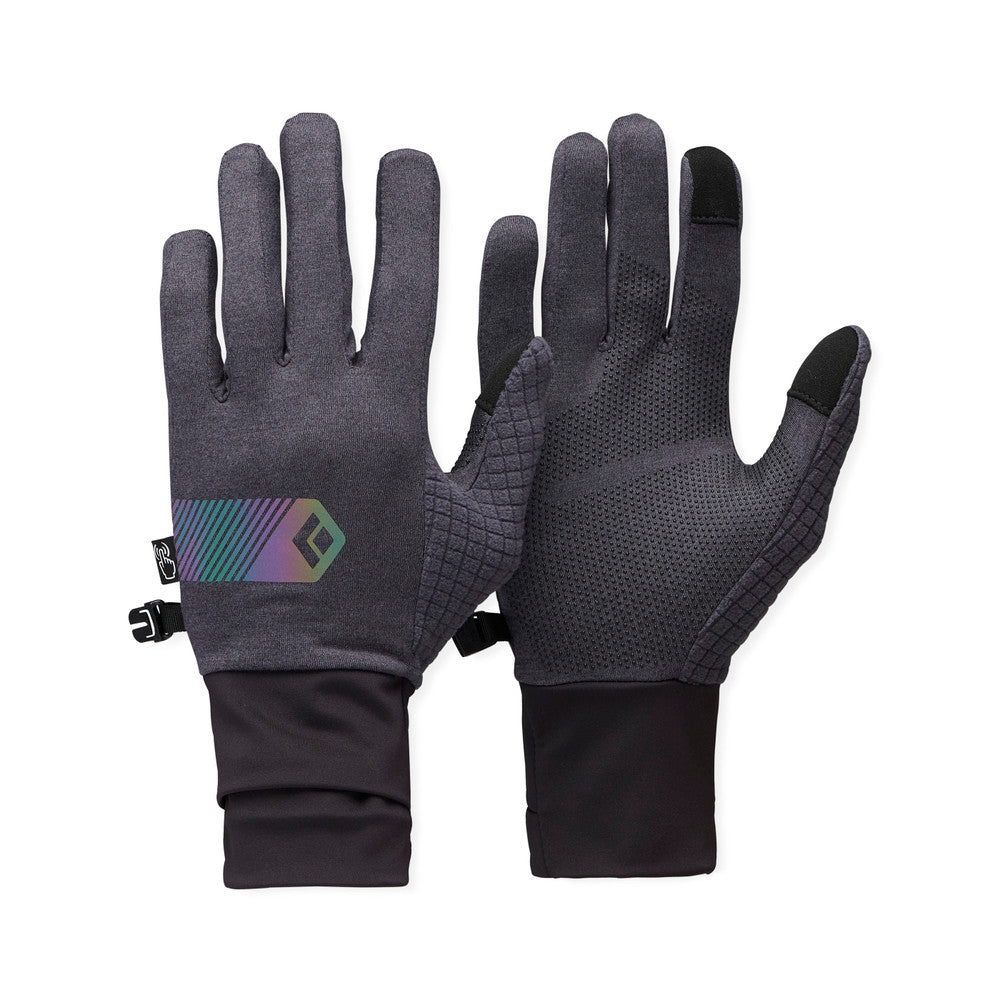 Deploy Gloves by Black Diamond in dark grey and black, lightweight gloves with touchscreen fingertips for running and outdoor training.