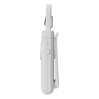 Siren LED Alarm RX by Nathan in white, rechargeable personal safety alarm with USB-C cord for running and outdoor visibility