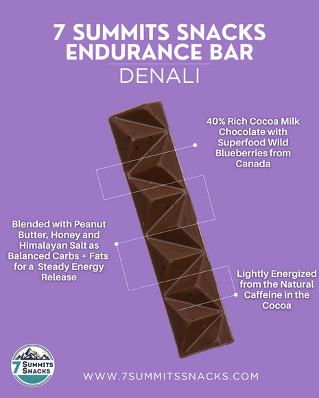 Denali Milk Chocolate Endurance Bar (30g) by 7 Summit Snacks in brown with peanut butter, honey, natural caffeine for steady energy release