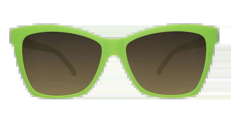 Born To Be Envied by Goodr lime green Pop G sunglasses with black lenses, edgy design for shielding eyes and style statement