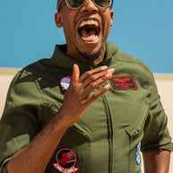 Buzzed On The Tower by Goodr in cadet green aviator sunglasses with no slip, no bounce polarized lenses ideal for outdoor use