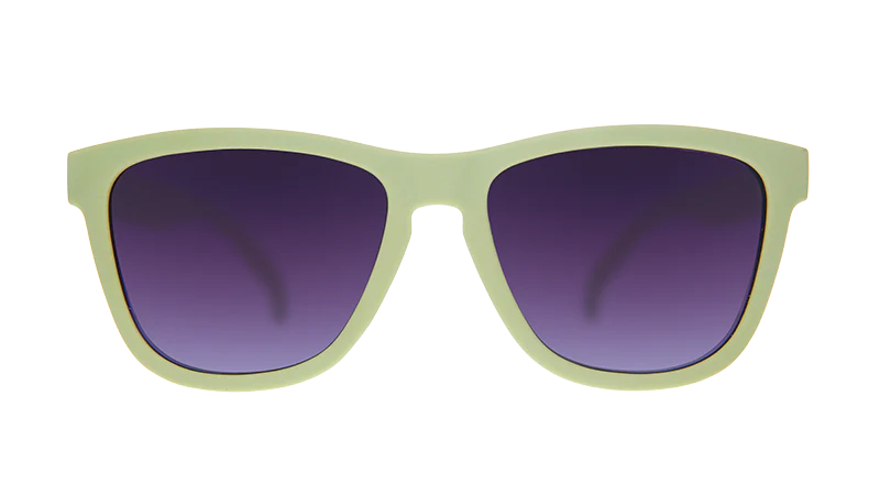 Dawn Of A New Sage by Goodr in sage green with purple gradient lenses, lightweight sunglasses ideal for outdoor use and running