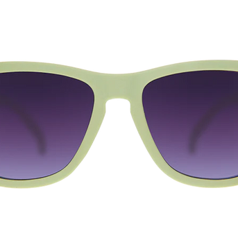 Dawn Of A New Sage by Goodr in sage green with purple gradient lenses, lightweight sunglasses ideal for outdoor use and running