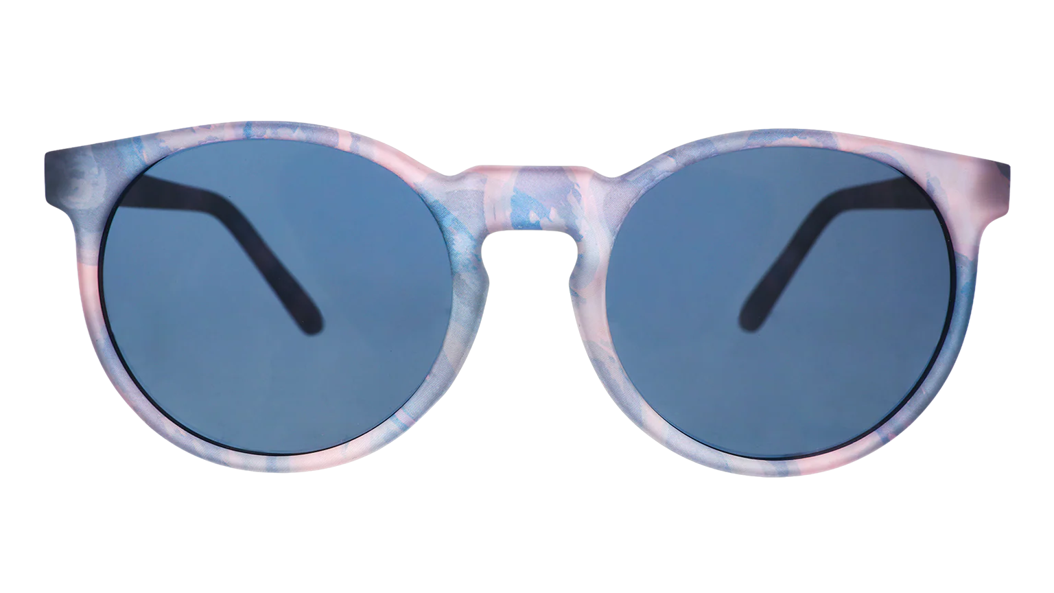 Embracing My Inner Meteorologist by Goodr in stormy pink-gray round sunglasses designed for weather lovers and outdoor use