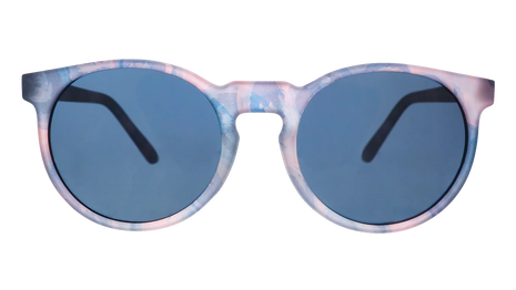 Embracing My Inner Meteorologist by Goodr in stormy pink-gray round sunglasses designed for weather lovers and outdoor use
