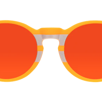 Face Under Construction by Goodr in orange and reflective silver with orange lenses non-reflective for outdoor running and casual wear