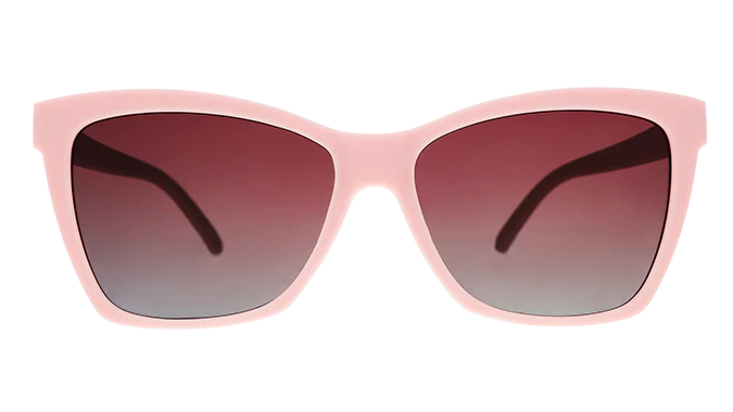 Rosé Retail Therapy by Goodr light pink sunglasses with rose ocean gradient lenses for stylish outdoor wear and retail therapy vibes