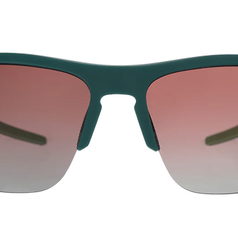 Lawn Mower Drag Race by Goodr solid green sunglasses with rose gradient lenses and adjustable nose piece for outdoor wear