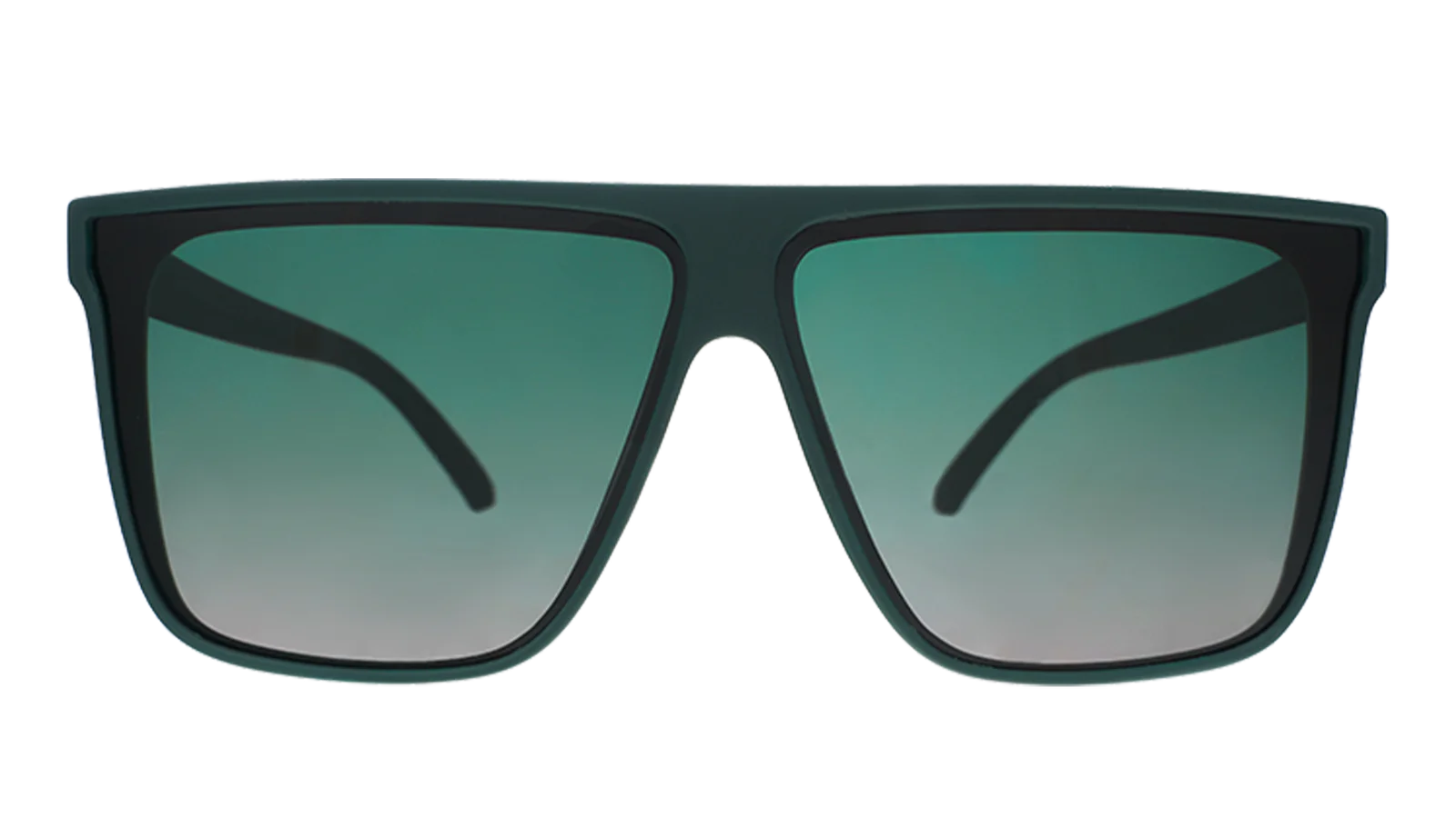 Tends To Get Noticed by Goodr oversized flat-top sunglasses in deep green with green gradient lenses, stylish for active use