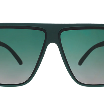 Tends To Get Noticed by Goodr oversized flat-top sunglasses in deep green with green gradient lenses, stylish for active use