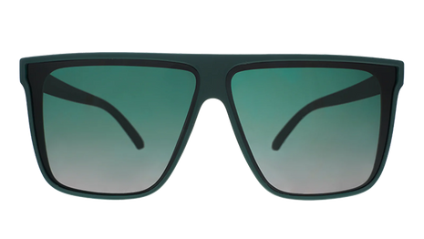 Tends To Get Noticed by Goodr oversized flat-top sunglasses in deep green with green gradient lenses, stylish for active use