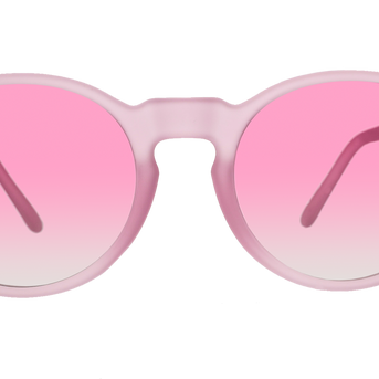 Front view of the Goodr Mauve Mood Board sunglasses with round frosted pink frames and pink lenses