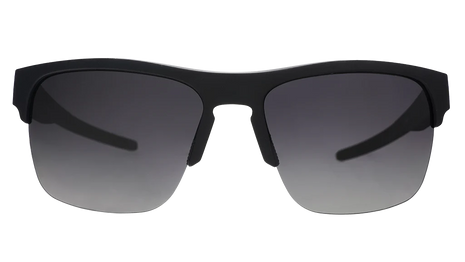 That New Asphalt Smell by Goodr in black half-rim frame with dual-gradient lenses, lightweight wrap sunglasses for running store use