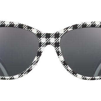 Gingham Is Sooo Last Season by Goodr, polarized cateye sunglasses in black and white gingham, midsize for outdoor use