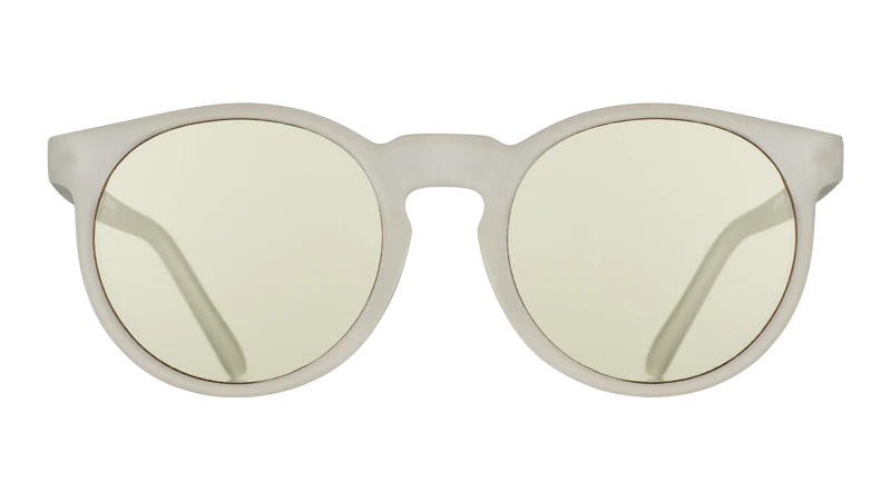 Stop, Drop, and Scroll by Goodr in matte clear with blue light-blocking lenses, stylish glasses for home use and screen protection