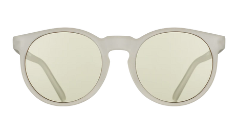 Stop, Drop, and Scroll by Goodr in matte clear with blue light-blocking lenses, stylish glasses for home use and screen protection