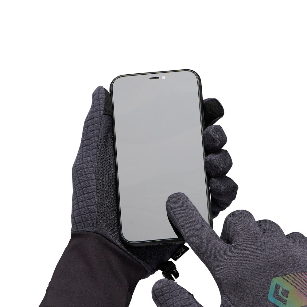 Deploy Gloves by Black Diamond in dark grey and black, touchscreen compatible gloves designed for running and training missions.