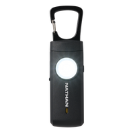 Siren LED Alarm RX by Nathan in black, rechargeable safety alarm with USB-C charging and bright LED for outdoor visibility