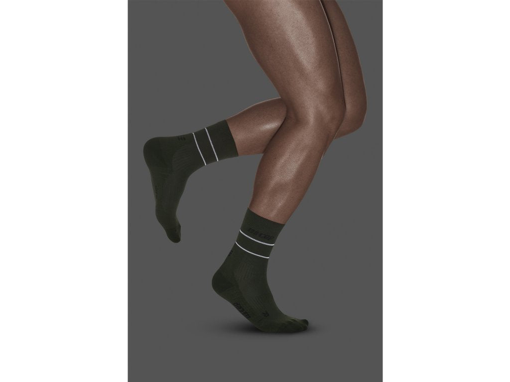 Reflective Mid Cut Socks - Men by CEP Sports in black with reflective yarn rings and compression for 360-degree visibility and support