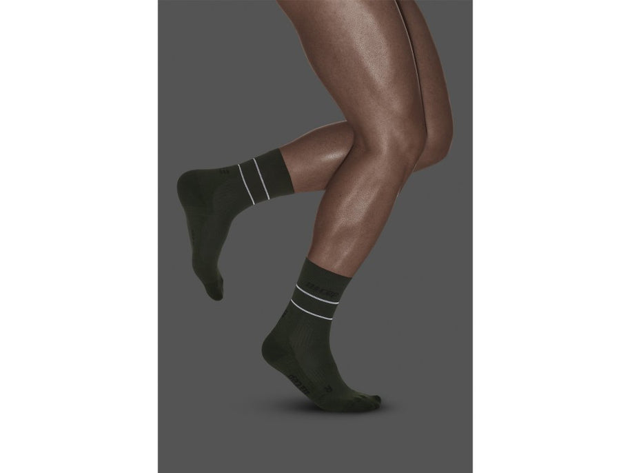 Reflective Mid Cut Socks - Men by CEP Sports in black with reflective yarn rings and compression for 360-degree visibility and support