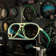 Buzzed On The Tower by Goodr cadet green aviator sunglasses with polarized non-reflective lenses no slip no bounce ideal for outdoors