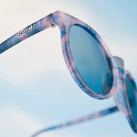 Embracing My Inner Meteorologist by Goodr in stormy pink-gray, lightweight sunglasses perfect for outdoor weather enthusiasts and running use