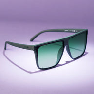Tends To Get Noticed by Goodr in deep green oversized flat-top sunglasses with green gradient lenses for stylish outdoor use