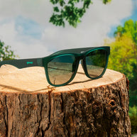 Underwater Thunder Plunder by Goodr in translucent teal with green gradient lenses, no-slip sunglasses ideal for active outdoor use