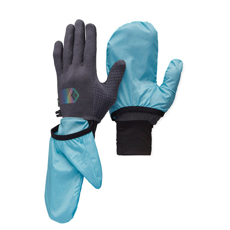 Deploy Wind Hood Gloves by Black Diamond in blue and black with stowable wind hood for year-round training and cold weather protection