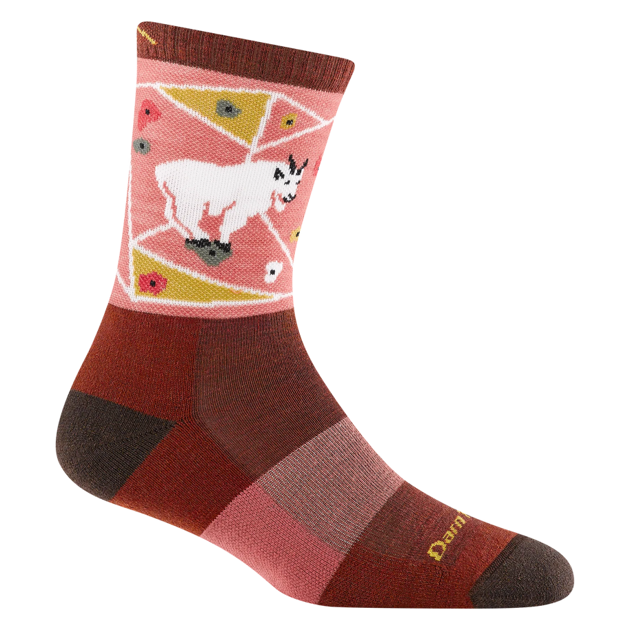 Critter Club Micro Crew Lightweight w/ Cushion Hiking Sock - Women by Darn Tough in rust with animal design, breathable cushioning for casual hiking