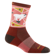Critter Club Micro Crew Lightweight w/ Cushion Hiking Sock - Women by Darn Tough in rust with animal design, breathable cushioning for casual hiking