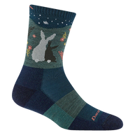 Critter Club Micro Crew Lightweight w/ Cushion Hiking Sock - Women by Darn Tough in blue with forest animal design, cushioned lightweight hiking sock for casual outdoor strolls