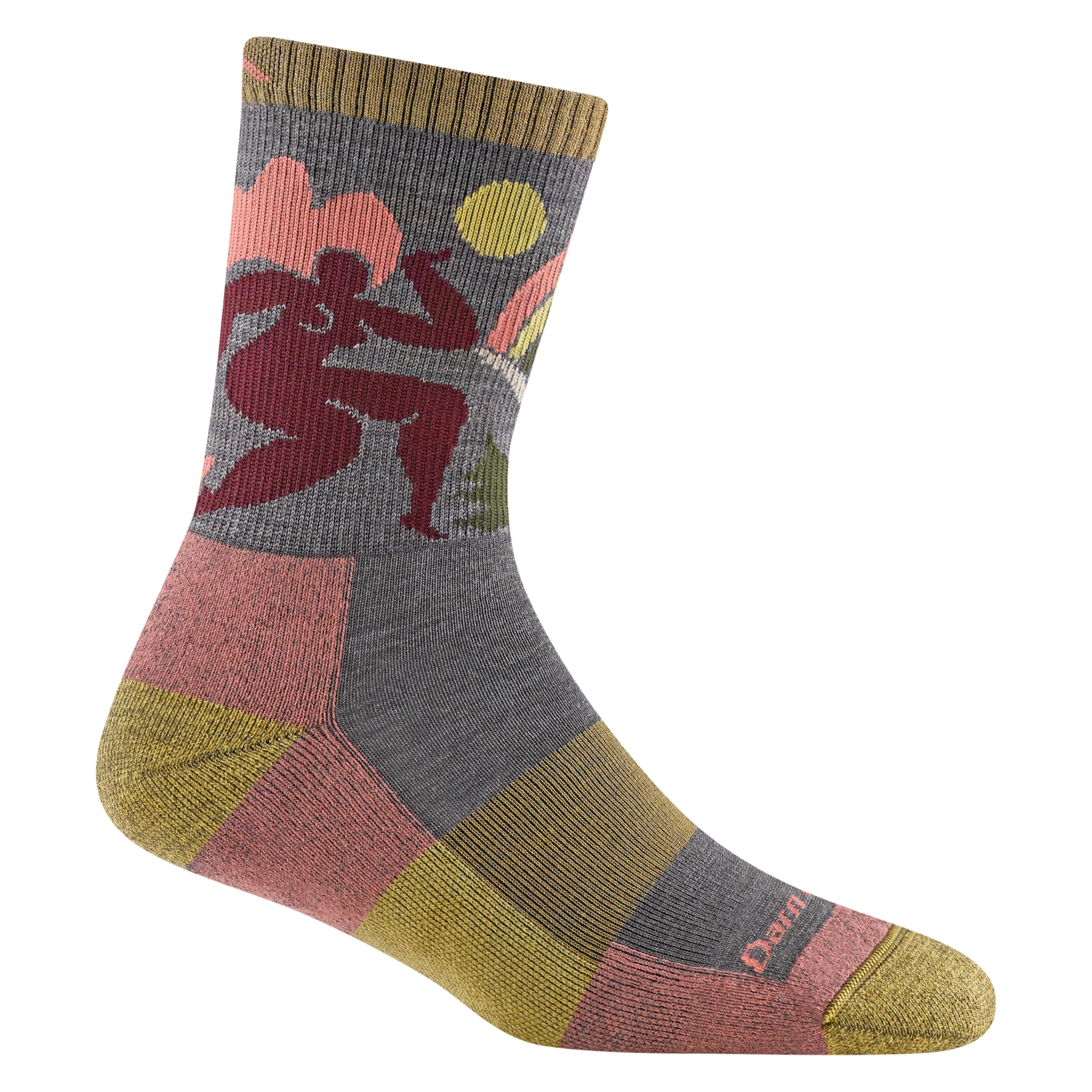 Trailblazer Micro Crew Lightweight With Cushion by Darn Tough in grey, olive, and rust with cushioning for comfort and nature-inspired design