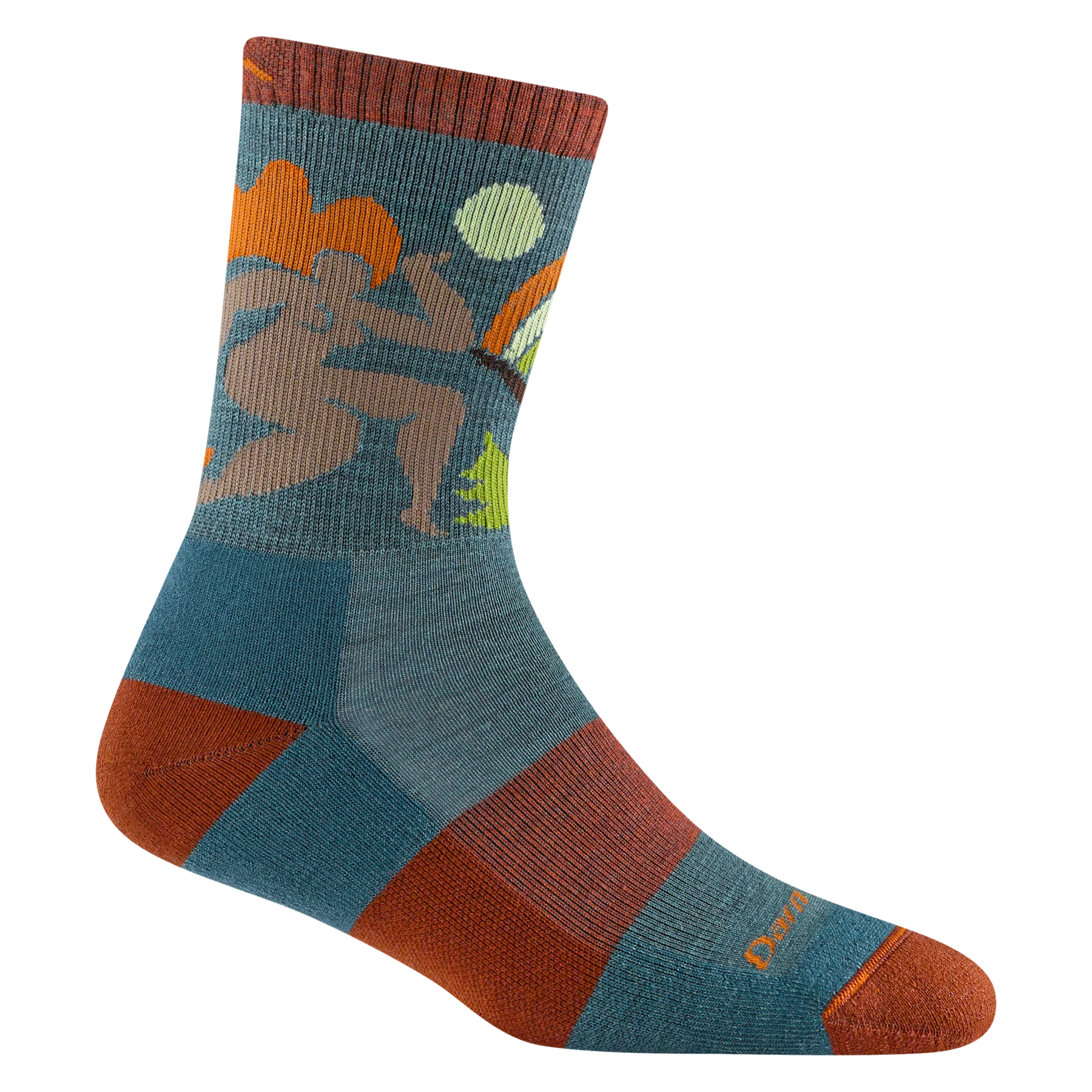 Trailblazer Micro Crew Lightweight With Cushion by Darn Tough in blue and rust with cushioned knit, ideal for women embracing nature and outdoor use